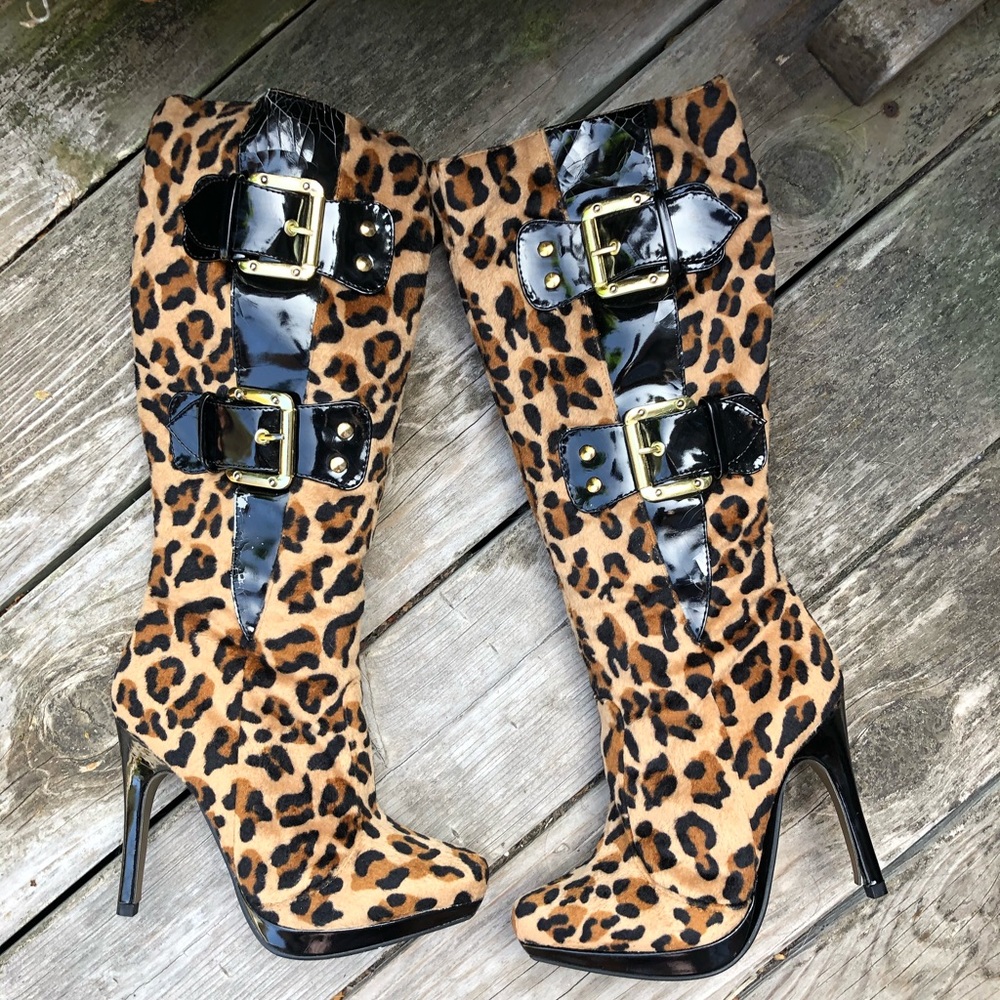 Fancy pants leopard boots.